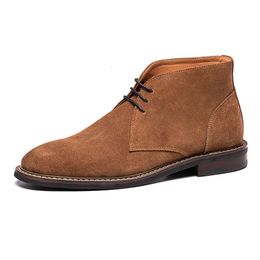 Suede Men's Genuine Leather Handmade British Style Designer Comfortable New Ankle Business Shoes Boots Man