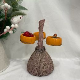 Halloween Snack Serving Bowls With Holder Pumpkin Broom Candy Cake Salad Bowl For Halloween Holiday Party Decoration R231006 LL