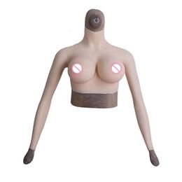 Costume Accessories Male to Female One Piece Crossdrssing Tits Vest Silicone Breast Forms Fake Boobs with Arms for Small Chest Shemale Transvestite