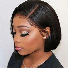 Bone straight Bob wig lace front human hair wig female short hair Bob wig HD lace front wig unglued wig human hair 180% 230125