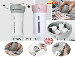 4 in 1 Travel Organiser Dispenser Outdoor Shower Gel Bath Shampoo Storage Bottle Camping Bottles2711406