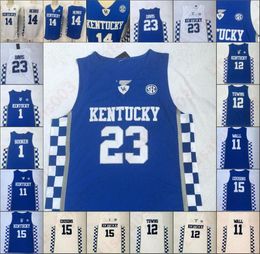 Kentucky Wildcats 12 Towns 14 Tyler Herro 3 Tyrese Maxey 23 Davis Fox Devin Booker 1 College Basketball stitched men Jerseys5338986