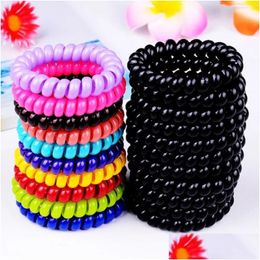 Pony Tails Holder Telephone Wire Cord Gum Hair Tie Girls Elastic Pony Tails Holder Candy Colour Bracelet Girl Christmas Gift Drop Deli Dhbtc