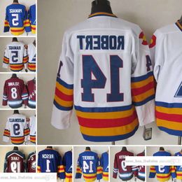 1972-1999 Movie Retro CCM Hockey Jersey Embroidery 9 Lanny Mcdonald 14 Rene Robert 19 Joe Sakic 5 Rob Ramage 8 Teemu Selanne 1 Chico Resc 71