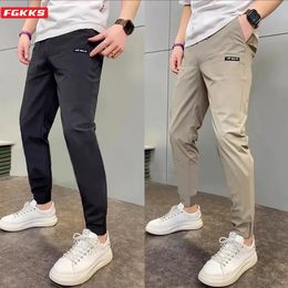 FGKKS Casual Pants For Men Pocket Corset Slim Fit Trousers High Quality Streetwear Brand Pants Male 240123