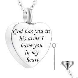 Pendant Necklaces God Has You In His Arms I Have My Heart Cremation Urn Necklace Pendant Funnel Fill Kit Keepsake Memorial Drop Delive Dhrc2
