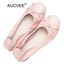 Plus Size 3444 Women Ballet Flats Fashion Bow Slip On Ladies Loafers Shoes Genuine Leather Soft Female Boat 240123