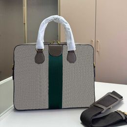 Luxus Laptop -Taschen gestreiftes Gittergeschäft Unisex Aktentasche Designer Handtaschen Business Women Sacoche Taschen Warhorse Umhängetaschen 240115