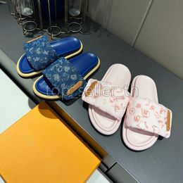 Designer Slipper Pool Cestino Comfort Mule Platform Sandalo Sandalo Flace Slide cuscini Slifori Sandali di cotone per stampa di lusso