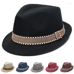 Berets Straw Panama Hat Kids Fedora Hats Belt Trilby Caps Summer Fedoras Jazz Breathable Fashion Children Sunhat Cap Blower