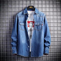 Men's Casual Shirts 2024 Spring And Autumn Thick Denim Shirt Loose Cotton Long-sleeved Korean Style Trendy Young Men Clothing