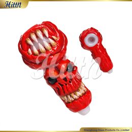 3D Glass Pipe Tobacco Spoon Hand Pipe Big Teeth Red Monster Glass Bong Handmade Dry Herb Smoking Pipe 5 Inches