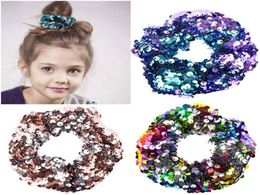 12 Styles Mermaid Reversible Sequin Hairband Children Hairband Princess Hair Tie Charm Scrunchie Ponytail Hair Accessories6555302