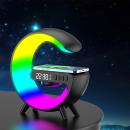 Wireless Speaker Charger Table Lamp with Alarm Clock Charging Function Night Light Atmosphere Lamp for Bedroom Home Decor