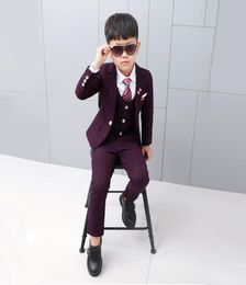 Formal Wedding Boys Suits 4 Pieces Dress Children Costume Tuxedo Kids Party Wear Clothes Gentlemen Teenage Ceremony School Sets T29010379