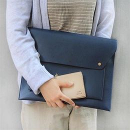 Korean New Women Envelope Clutch Bag Simple Pu Leather Female Commuter A4 Briefcase Large Capacity Laptop Bag Day Clutches Hasp Bo216F