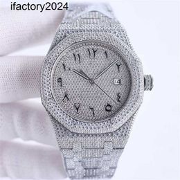 Ap Watch Diamond Moissanite Iced Out Can Pass Test Diamonds Handmade Full of Mens Mechanical 41mm with Diamondstudded Steel 904l Sapphire Ladies Business Wristw