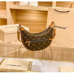 designer bag womens Zipper Loop hobo Shoulder Bags Cross body Messenger Brown Flower Bags Plain Handbags Totes Purse Crossbody bag213B