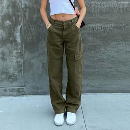 Women's Jeans Jean Pants For Woman Wide Leg Straight Demin Cargo Casual Trousers With Pocket Olive Clothes Women Ropa De Mujer