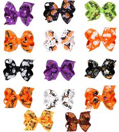 Baby Halloween Barrettes Grosgrain Ribbon Bows with Clip Girls Kids Ghost Pumpkin barrette Girl Pinwheel Hair Clips Hair Pin Acces1632357