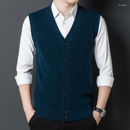 Men's Sweaters Winter Cashmere Vest Autumn V-neck And Sleeveless Warm Wool Cardigan Waistcoat