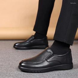 Dress Shoes Men's Business Casual Leather Wear-resistant Soft Sole Side A Slip-on Elderly Father