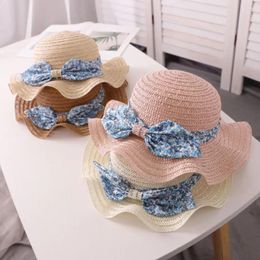 Berets Anti-UV 2-5 Years For Kids Girls Summer Sun Protection Beach Hats With Bowknot Baby Girl Straw Hat Toddler