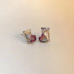 Dangle Earrings European And American Women's Personality Tin Foil Candy Bag Heart-Shaped Zircon Stud Platinum Ear Rings