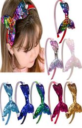 Baby Girls Headband Nes Fashion Mermaid Tail Hairband Bow Headwrap Sequins Hair Band Hoop For Kids Girl Beautiful Head Accessory6216604