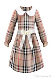 plaid dress 2019 INS new arrival spring styles girls kids dress long sleeve white doll collar high quality cotton dress 2 Colours f2386969