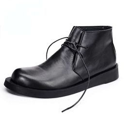 Vintage Genuine Leather Men's Ankle Suede Brand Handmade Quality Comfortable Black Winter New Dress Shoes Boots Man