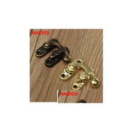 Door Locks 10Pcs Naierdi Small Antique Metal Lock Decorative Hasps Hook Gift Wooden Jewellery Box Padlock With Screws For Furniture Ha Dhdav