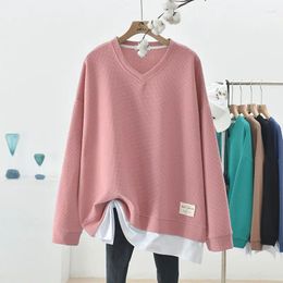 Women's Hoodies Fashion Pullover Korean Sweatshirt V-neck Casual Street Style Beautiful Top Autumn Plus Size Pullovers Clothing