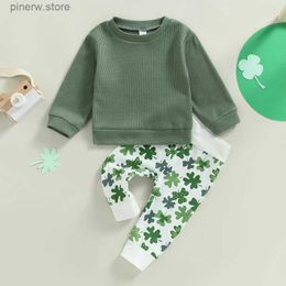 Clothing Sets Lioraitiin 0-24M Infant Baby Girls Autumn Outfit Sets Green Long Sleeve Tops + Four Leaf Clover Print Pants