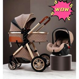 New Baby Stroller brand 3 fashion in 1 High Landscape Stroller Reclining Baby Carriage Foldable Light with Bassinet Cradel popular soft