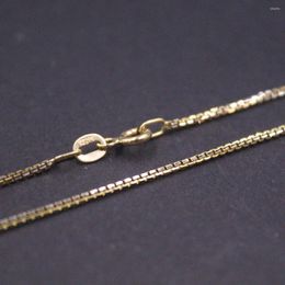 Chains Real 18K Yellow Gold Chain For Women 1.1mm Solid Box Link Necklace 20inch Length/4.63g Stamp Au750 Support Test