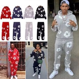 23Ss Men Denim Teams Tracksuit Hip Hop Polar Style Rap Long Sleeved Hoodie And Pants Sports Pants For Men And Women 334