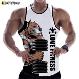 Men's Tank Tops Rottweiler Love Fitness 3D Printed Tank Tops Animal Letter Print Tops Tees Sleeveless Vest Men Harajuku Streetwear GYM T-shirtL240124