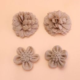 Decorative Flowers 24 PCS Ornament DIY Vintage Handmade Materials Burlap Flower Party Decor Crafts Centerpieces