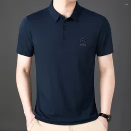 Men's Polos Summer Men Polo-Shirt Skin-Friendly Comfortable Short-Sleeve T-Shirts Solid Color Business Casual Simple Tops W5564