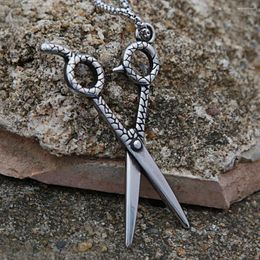 Pendant Necklaces Punk Men Stainless Steel Scissors Necklace Fashion Hairdresser Men's Long Chain Creative Jewelry Gift Wholesale