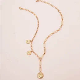 Pendant Necklaces Vintage Old Coin Necklace For Women Gold Plated Stainless Steel Chain Jewellery Casual Party Wear 2024 In Christmas