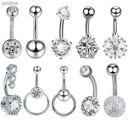 Navel Bell Button Rings 1Pc Surgical Steel Belly Button Ring Navel Nombril Piercing CZ Belly Ring Sexy Women Belly Piercing Body Jewellery Ombligo 14G YQ240125