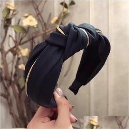 Headbands Adt Headband Women Middle Crossing Knot Hair Wrap Fabric Wide Brimmed Hairband 7 Colours Wholesale Drop Delivery Jewellery Hai Dhecy