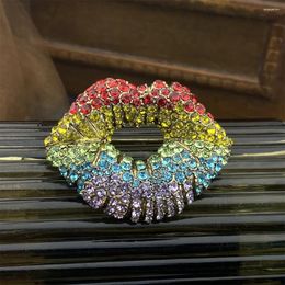 Brooches Fashion Senior Temperament With Rhinestone Lip Corsage Brooch For Women's Girl Gift Party Jewellery Accessories
