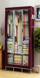 Simple Cloth Wardrobe Fabric Steel Tube Assembly Closet Bedroom Clothes Hanging Storage Wardrobe Dormitory Storage Cabinet T2004159789844