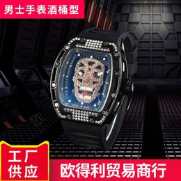 Watches Swiss Top Wristwatches The new mens watch features a classic hollowed out and diamond studded ghost head movement in the shape of wine