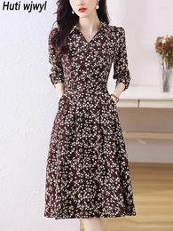 Casual Dresses Autumn Winter Floral Prom Midi Dress Women Elegant Bodycon Party Night Vestido 2024 Korean Fashion Chic Long Sleeve