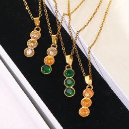 Pendant Necklaces Fashion Dainty Three Cubic Zirconia For Women Simple Stainless Steel Waterproof Jewellery Friend Gift 2024