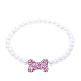 Dog Apparel SKS PET Cat Pearls Necklace Collar Rhinestones Bone Charm Jewellery Accessories For Girl Dogs Cats